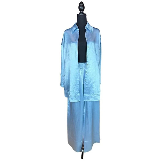 Acne Studios pajama style satin suit pants, light blue, size 4 (PANTS ONLY) - Picture 1 of 6